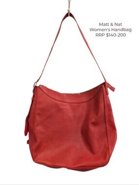 Matt & Nat Coral-Red Pebbled Vegan Adjustable Strap Shoulder & Crossbody Bag